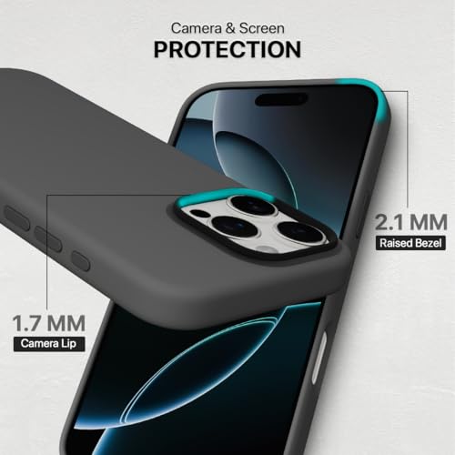 Image of CASEGEAR Silicone Snap Fit Back Cover Case Compatible with iPhone 16 Pro Max | 8 Feet Drop Protection | Compatible with MagSafe | 360 Protection | Shockproof & Scratch Resistant | Grey