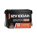 12V 100Ah LiFePO4 Lithium Battery MAX, Group 24 Fit, 15000+ Deep Cycles, Max. 1280Wh Lithium Iron Phosphate Battery, Built-in 100A BMS with Low-Temp Protection for RVs Marine Trolling Motors
