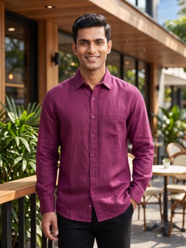 Image of Men's Regular Fit 100% Cotton Solid Casual Shirt