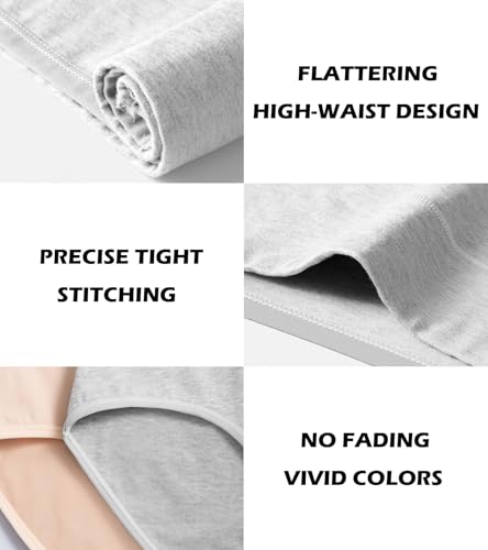 ASIMOON Womens Cotton Underwear High Waisted Postpartum Panties Soft Breathable Full Coverage Ladies Briefs Multipack4