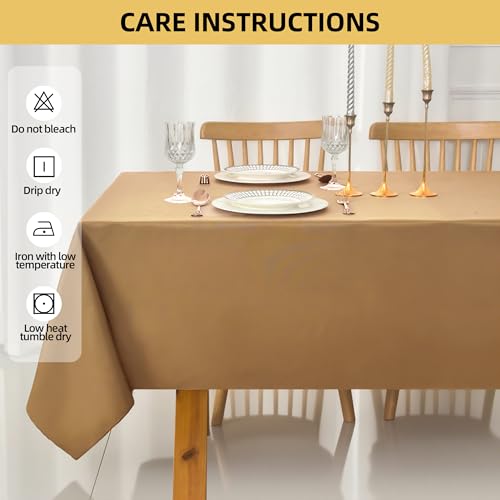 Image of 2-Pack 60x102 inch Coffee Table Cloths, Solid Stain and Wrinkle Resistant Oblong Tablecloth, Premium Plain Weave Polyester Fabric Rectangle Table Linen Covers for Hotel, Wedding