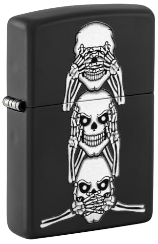Zippo No Evil Skull Black Matte Encendedor de Bolsillo miniatura 1