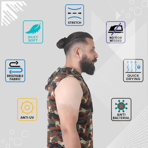 Image of Sleeveless Hoodies T Shirts for Men - Gym Vest, Sando Tank Top Wear, Workout Baniyan, Bodybuilding Tshirts, Sports Tshirt Vests