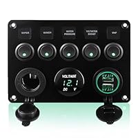 Pannello Interruttori Barca 5 Gang - USB, Accendisigari, Impermeabile IP65 - Foto 4