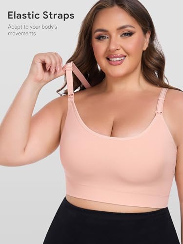 Image of Angelhood Women's Non-Padded Minimizer Sports Nursing Bras Wirefree Full Coverage Large Bust Light Support Sport