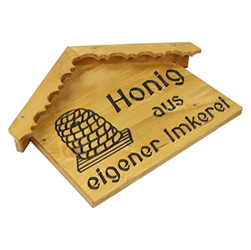 Werbeschild "Honig aus eigener Imkerei" aus Holz Imkerei Bienen Schild Werbung, Inkl. Dach – Bild 3