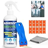 Adhesive Remover, 300ml Sticker Remover Spray with Plastic Scraper, Glue Remover for Windows, Glass, Plastic, Carpet, Rapidly Removes Stickers, Glue, Tape, Residue, Labels Remover, Car Sticker Remover