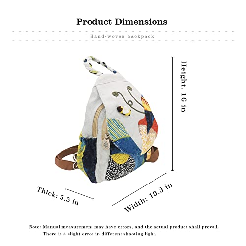 Image of Small Canvas Backpack, Retro Boho Washed Hippie for Women Daily Commute (Cricket Decorations)