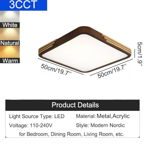 Plafonnier LED de qualité en noyer véritable et finition vintage - 2