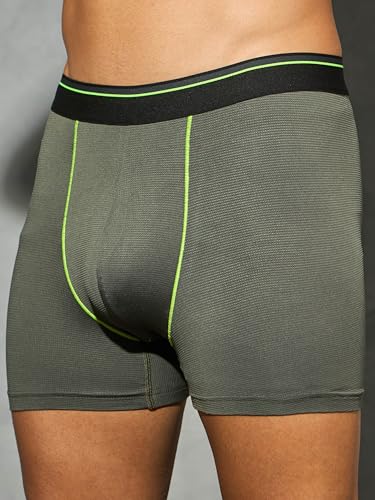Image of TECHNOSPORT Men's Colorblock Trunks Underwear with ElastoLITE 4 Way Stretch Lightweight Breathable Moisture Wicking Soft Anti Odour Anti Microbial UPF 50+ Comfort Fit Boxer Briefs Innerwear for Men