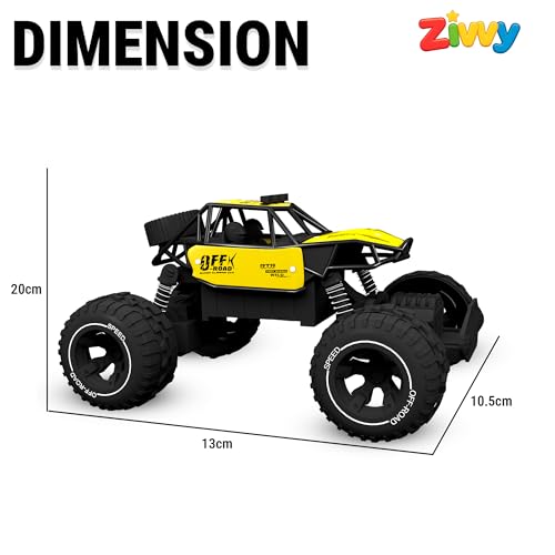 Image of Yellow RC Car Rock Crawler Remote Control Car with LED Headlight, Rechargeable Battery High Speed Off Road RC Car, Monster Truck Toy Car for Kids & Boys 7-14 Years | Remote Control Car Toy Gift