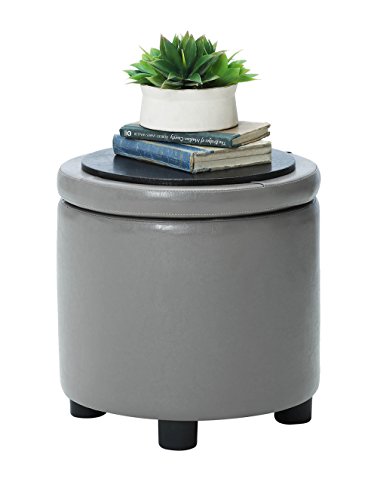 Designs4Comfort Round Accent Storage Ottoman With Reversible Tray Lid #TOP7