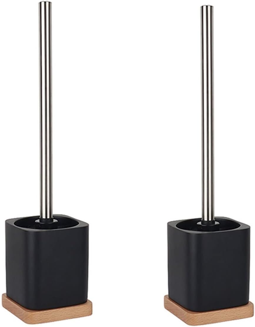 Toilet Brush Holder Toilet Brush，Square ​with Stand Toilet Brush Black Simple Design Toilet Brush Household Bathroom Cleaning No Dead End Toilet Brush Set Black Toilet Brush Holders(A)