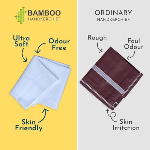 Image of HEELIUM Bamboo Handkerchief for Men & Women | Ultra Soft & Absorbent | Multipurpose Premium Rumal | Large Size 43 x 45 CM