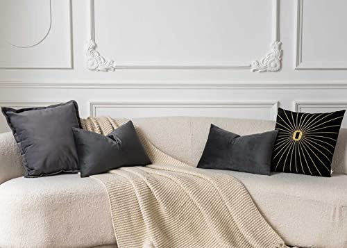 Image of JUSPURBET 28x28 Decorative Velvet Throw Pillow Covers Set of 2,Dark Gray | Cozy Soft Euro Cushion Covers Cases with Hidden Zipper for Couch Sofa Bed Living Room Bedroom Home Decor