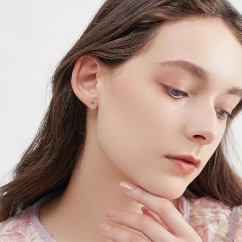 Moonstone Stud Earrings 925 Sterling Silver Cute Rainbow Moonstone Earrings Mouse/Sun/Round Moonstone Stud Earrings Jewelry Gift for Women Girls4