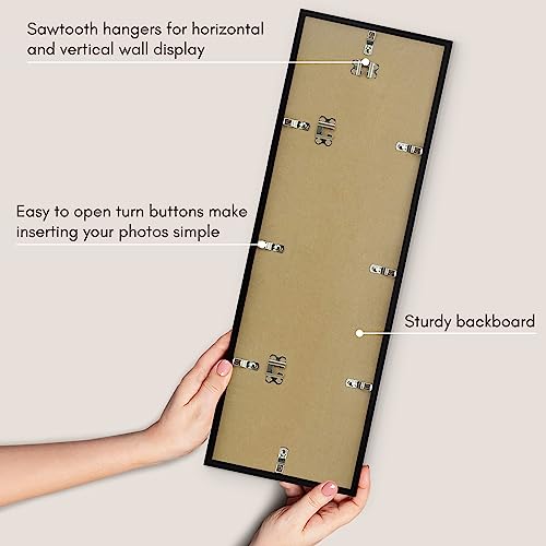 Americanflat 8x24 Picture Frame with Polished Plexiglass - Streamline Collection - Thin Border Panoramic Picture Frame for Wall Display - Hanging Hardware Included - Black