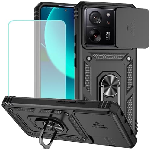 Coque Xiaomi 13T / 13T Pro intégrale noire avec anneau rotatif à 360 degrés