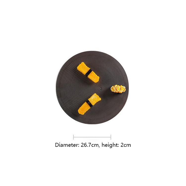 Platos para Comedor Vajilla De Cerámica para Hotel Plato Redondo De Sushi con Rosca Plato Plano Parcialmente Redondo para Restaurante Plato para Desayuno Plato ，10inch-One Size