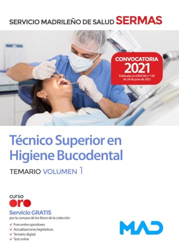 Portada de Técnico Superior en Higiene Bucodental del Servicio Madrileño de Salud. Temario volumen 1