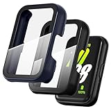 Diruite 2 Pièces Coque pour Samsung Galaxy Fit 3 Protection Écran,Ultra Mince PC+HD Verre Trempé Case Protection[Anti Rayures][Anti Collision],Noir&Bleu