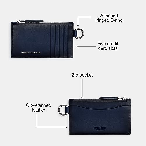 Coach Mens Zip Card Case in Burnished Leather, Deep Blue3