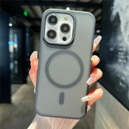 Coque de luxe iPhone 15 Pro Max mate et translucide avec anneau magnétique de charge invisible