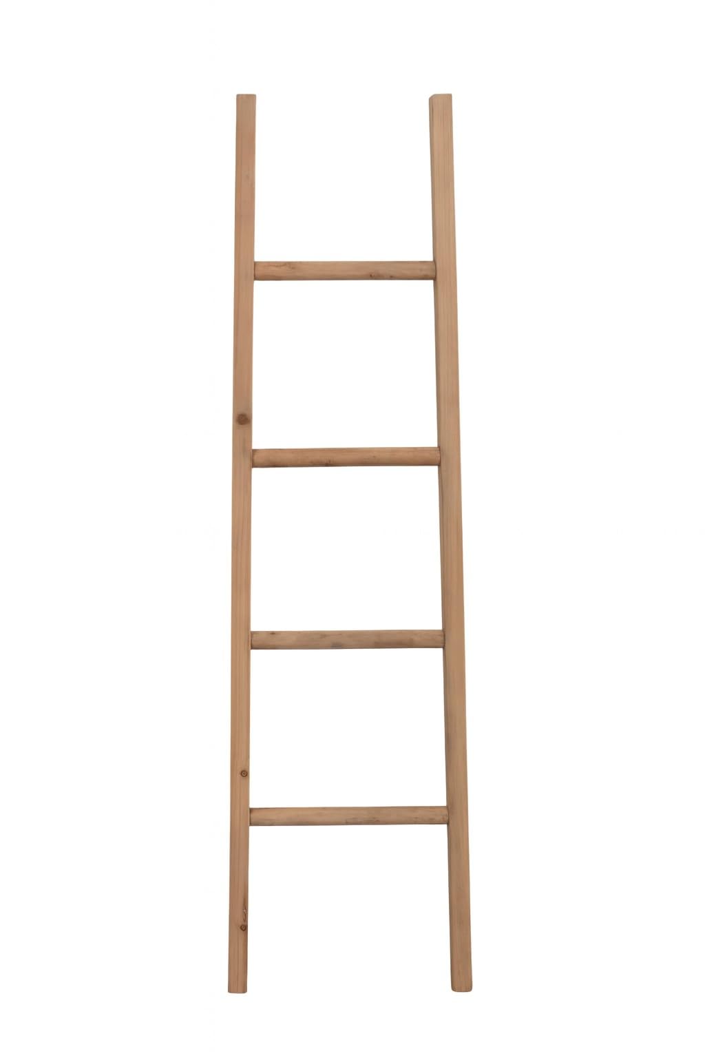 Biscottini Échelle de salle de bain 130 x 35 x 4 cm – Échelle décorative en bois – Porte-serviettes en bois – Porte-serviettes mural en métal et bambou