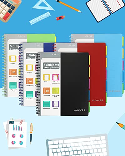 Image of Spiral Notebook - 5 Subject Notebook, College Ruled Notebook With Dividers Pocket, Tabs Label, 11 inch Ruler, 200 Pages, for Writing Journal, Home & Office, School Supplies, 8.5''x11''Blue | 200 Pages, 11 inch Ruler, 8.5 inchx11 inch Blue, Pocket Dividers with Tab Labels, for Writing Journal, Home, Office & School Supplies