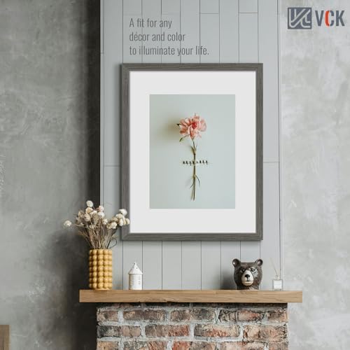 Image of VCK 22x28 Poster Frame Solid Wood Gray Grey 3 Pack Picture Frames 22 x 28 Inches with Wall Mounting Hanging