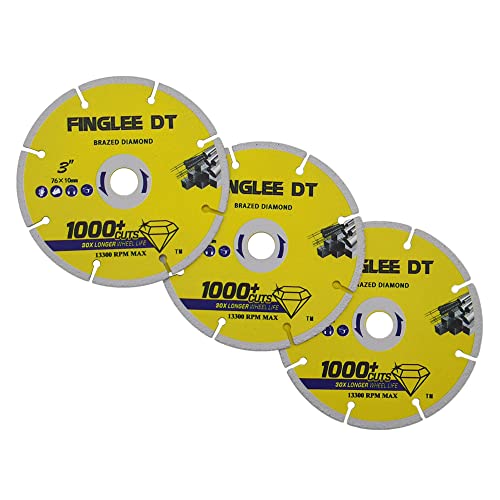 Finglee Dt Super Thin Diamond Metal Saw Blades,Brazed Multipurpose Cutting Blade For Metal Stainless,Steel(3Pcs 3Inch) #TOP1