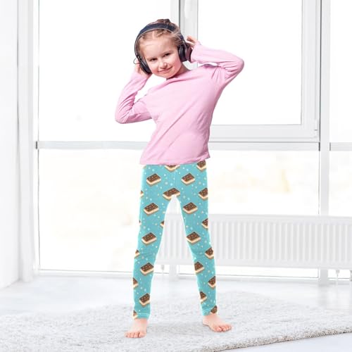Girls Leggings Soft Toddler Ankle Length Bottoms Ice Cream Sandwich Kids Dance Yoga Pants 4-10 Years4