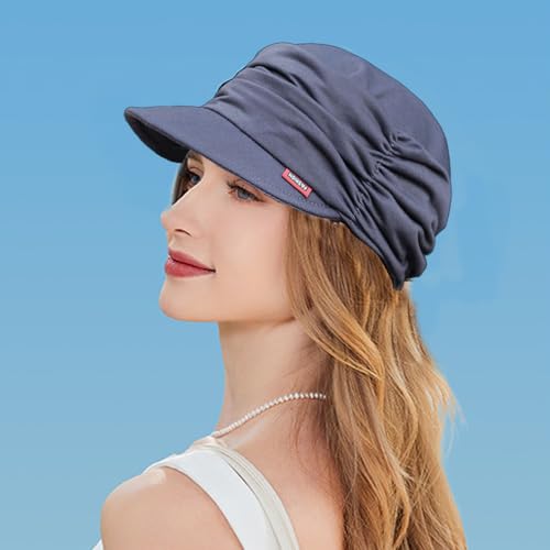 AIDIER Damen Weiche Schirmmütze mit Falten Newsboy Cap für Chemo Frauen BallonmüTze Slouchy Bonnet