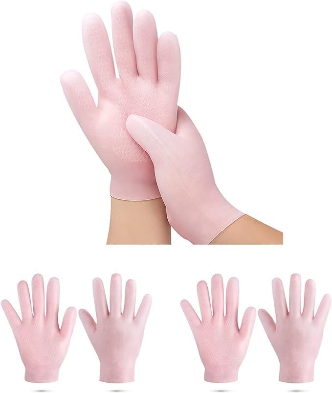 SIMESTICH Silicone Moisturizing Gloves Spa Gel Hydrating Gloves for Women, Anti-Slip Aloe Lotion Gloves for Repairing Dry Hands, Calluses, Cracked Heels & Softening Rough Skin-image-1