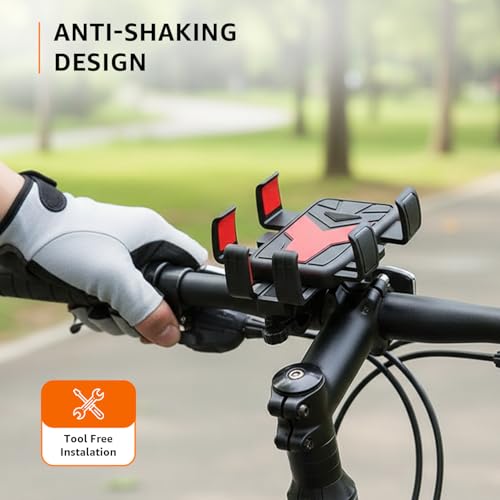 Image of amazon basics Mobile Holder for Bikes | Anti-Shaking Design | 360 Rotation | Secure Fit for 6-9 cm Phones | GPS & Navigation Mount