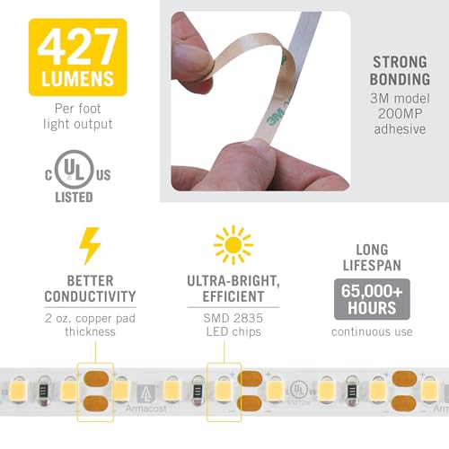 Image of Armacost Lighting RibbonFlex Pro 12V White LED Strip Lights 120 LED /m, 4000K, 16.4 ft, 153230N