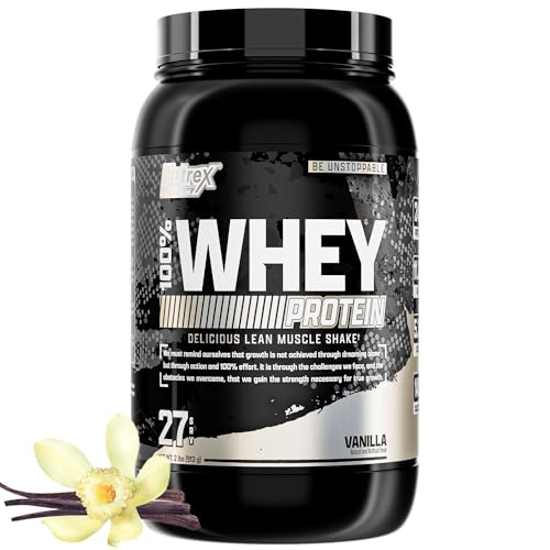 Nutrex Research Vanilla Whey Protein Powder | 100% Whey Protein Supplement | Enhanced Muscle Builder & Recovery Protein with Digestive Enzymes for Men & Women – 25g Protein (2 Pound, Vanilla)