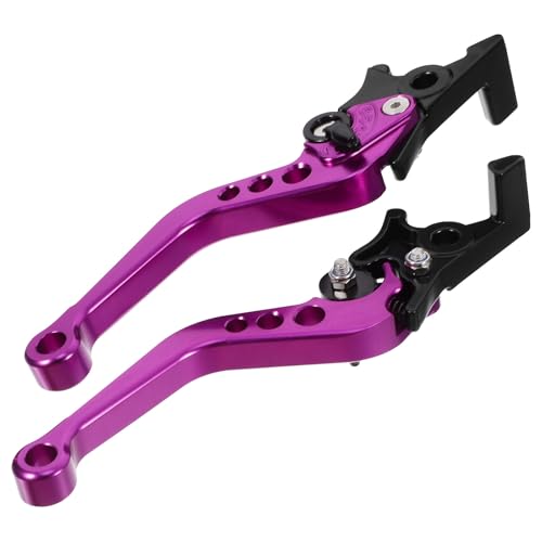Cabilock 2 Stück Bremshebel Bremsgriff Doppelgasgriffe Motorrad Dirt Motorrad Ersatz Vorne Universal Mountain Covers Stahlhebel Kupplungshebel Lila Aluminiumlegierung