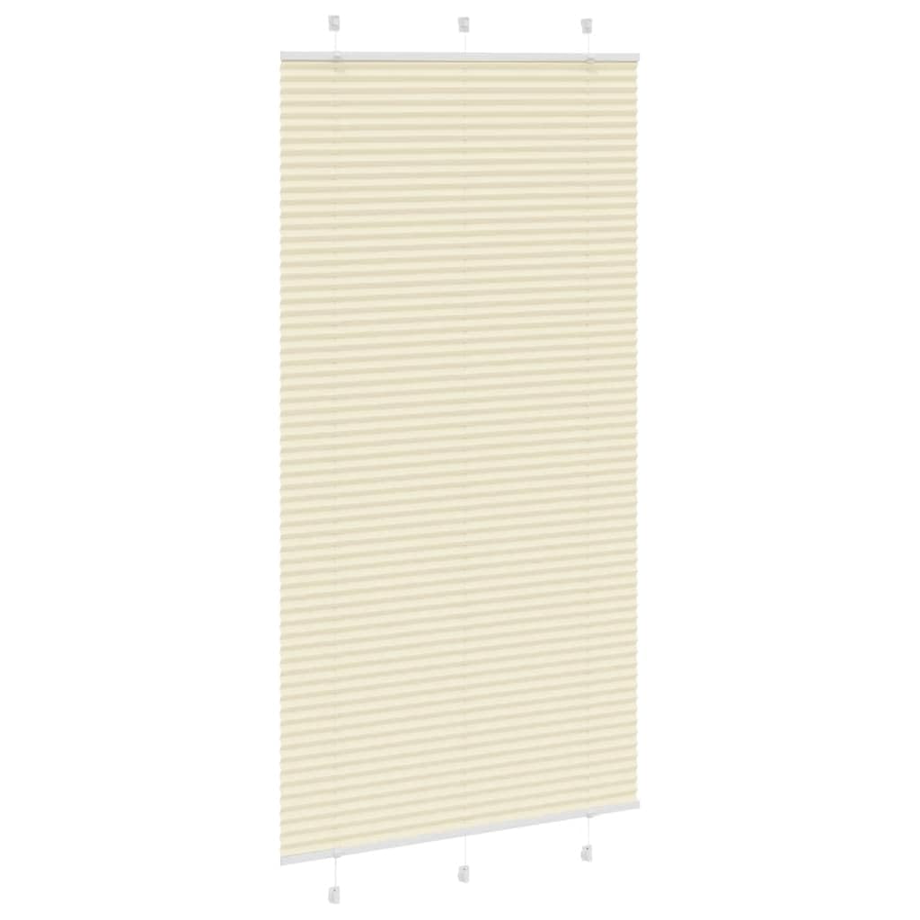 Estor plisado crema 110 x 200 cm, protección visual sin agujeros, 100% poliéster, protección solar para ventanas, balcón, baño y oficina