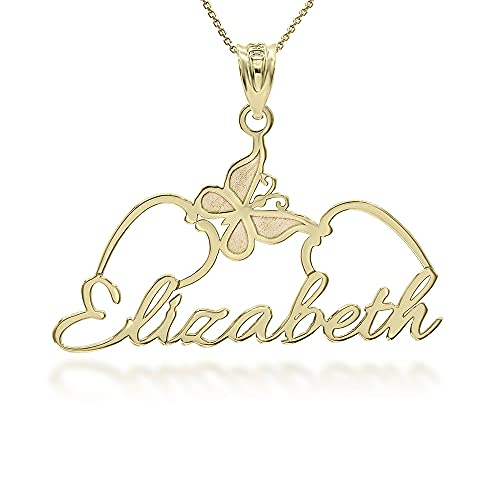 Certified 10k Yellow Gold Personalized Name Butterfly Necklace Custom Made Any Name4