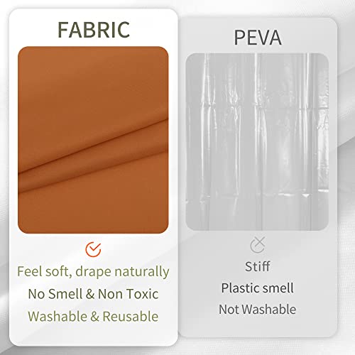 Image of ALYVIA SPRING Extra Long Fabric Shower Curtain or Liner Burnt Orange, 72x84 | 3 Magnets, Soft Cloth & Hotel Quality, Machine Washable, Light-Weight, Extra Long Size