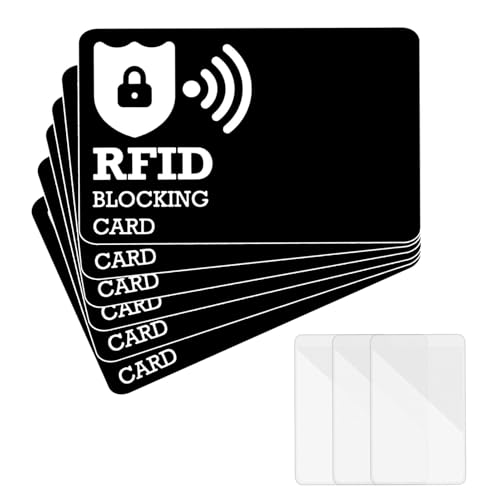 6 Piezas Tarjeta de bloqueo RFID, Tarjeta de Bloqueo RFID Ultrafina Protector de Tarjetas, Ofrezca Protección Completa para Tarjetas de Crédito, Billetera, Débito, Pasaporte etc Viene con 3 Tarjeteros