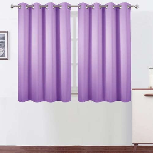 Image of LEMOMO Blackout Curtains 52 x 45 inch Lavender Curtains Set of 2 Panels /Thermal Insulated Room Darkening Bedroom Curtains