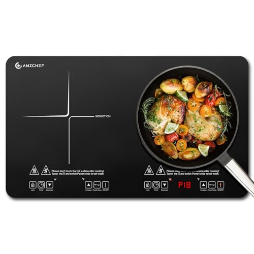 AMZCHEF Double Induction Cooktop 1800W 2 Burner ETL Certified