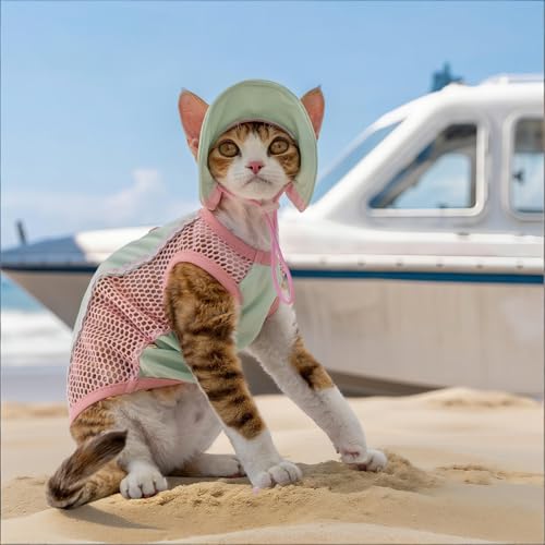 Traje de verano transpirable con protección UV completa para Sphynx y Devon Rex 6
