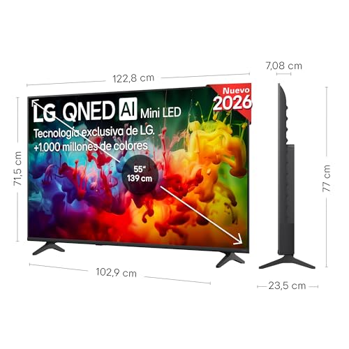 Miniatura 2 de LG 55QNED70B6C - TV 55", QNED MiniLED, 4K AI, Smart TV, WebOS 25, Sin Reflejos al 94%, Procesador Alpha 5 Gen7 AI, 120Hz, Super Upscaling, HDR10 y Dolby Digital Plus, Alexa/Google Assistant, Negro