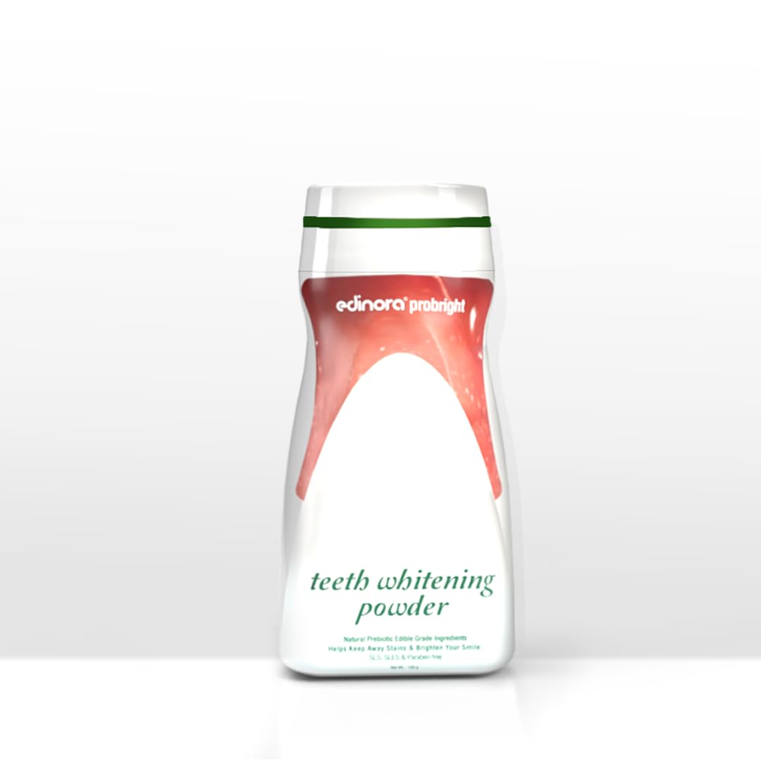 Edinora Probright Natural Teeth Whitening Powder | Mild Stain Remover, Mouth Freshner | Asparagus, Natural Kaolin Clay, Hadjod | 80g