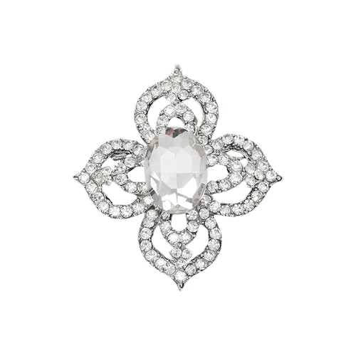 Image of Antique Crystal Brooch Pin for Women Men Vintage Rhinestone Art Deco Flower Clover Boho Victorian Brooches Lapel Pins Elegant Dress Accessories Wedding Birthday Jewelry