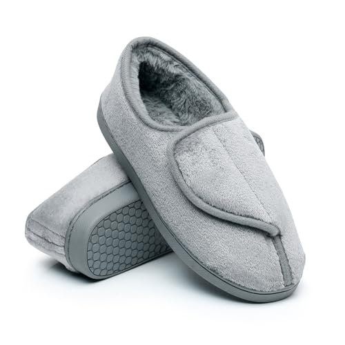Git-Up Pantofole Per Diabetici In Memory Foam Per Artrite Da Donna, Edema, Scarpe Da Casa Chiuse Comode E Regolabili, Grigio 8 - 7