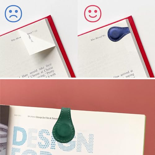 2 Pieces of Magnetic Book Holders, Magnetic Bookmarks, Magnetic Leather Bookmarks, Book Bookmarks, Magnetic Clips, Magnetic Book Holders, Double-Sided Ledger Clips (Dark Blue, Green) - Image 4